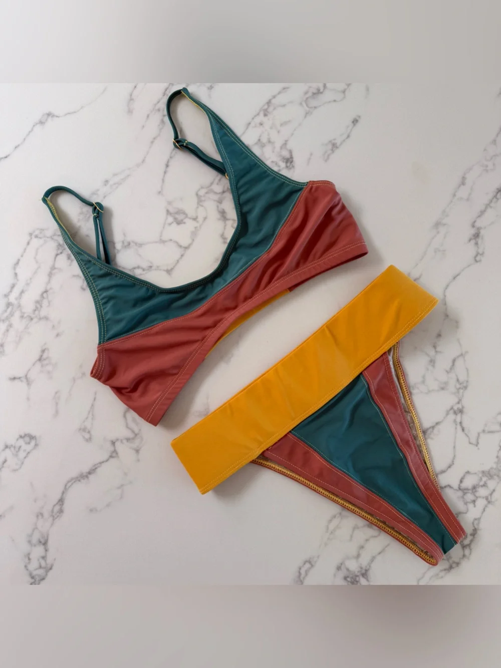 Free People Farrah Top & Dylan Bottom Colorblock Bikini SET - Size Small